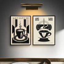 Kit 2 Quadros Decorativos Café - Art Deco 33x24cm - com vidro Kit 2 Quadros Decorativos Café - Art Deco 33x24cm - com vidro
