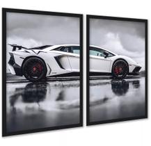 Kit 2 Quadros Decorativos Carro De Luxo Esportivo 24x18cm - com vidro Kit 2 Quadros Decorativos Carro De Luxo Esportivo 24x18cm - com vidro