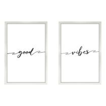 Kit 2 Quadros Decorativos Casal Frases Good Vibes 40x60cm