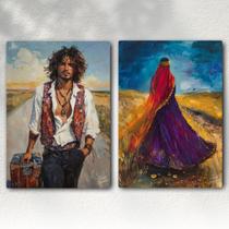 Kit 2 Quadros Decorativos Ciganos Despedida Umbanda Decoração Cigana e Cigano