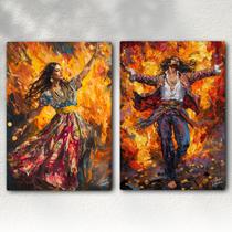 Kit 2 Quadros Decorativos Ciganos Fogo Sagrado Umbanda Cigana e Cigano