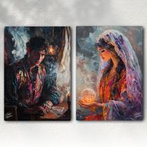 Kit 2 Quadros Decorativos Ciganos Reis dos Oráculos Umbanda Cigana e Cigano Exclusivo