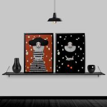 Kit 2 Quadros Decorativos Colombina 33X24Cm Madeira Prata Kit 2 Quadros Decorativos Colombina 33X24Cm Madeira Prata