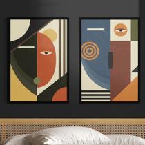 Kit 2 Quadros Decorativos Cubismo Abstrato 45x34cm