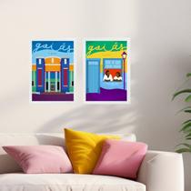 Kit 2 Quadros Decorativos Estado Goiás - Brasil 45x34cm - com vidro