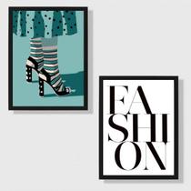 Kit 2 Quadros Decorativos Fashion 33x24cm - com vidro