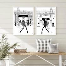 Kit 2 Quadros Decorativos Fashion- Mulheres Moda 24x18cm - com vidro Kit 2 Quadros Decorativos Fashion- Mulheres Moda 24x18cm - com vidro