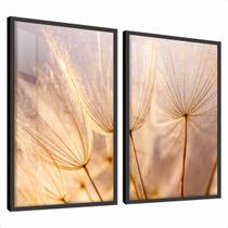 Kit 2 Quadros Decorativos Floral Flor Dente de Leão Suave Moldura Vidro Quarto Sala Duo 40x60 Kit 2 Quadros Decorativos Floral Flor Dente de Leão Suave Moldura Vidro Quarto Sala Duo 40x60