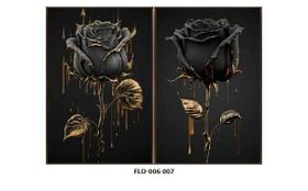 Kit 2 quadros decorativos flores preta 50x70cm sem vidro Kit 2 quadros decorativos flores preta 50x70cm sem vidro