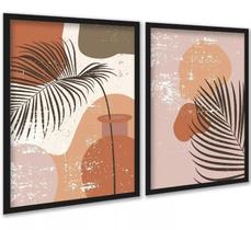 Kit 2 Quadros Decorativos Folhas Ramos Boho 24x18cm