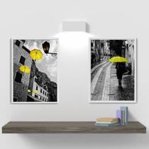 Kit 2 Quadros Decorativos Fotografias Sombrinhas Amarelas