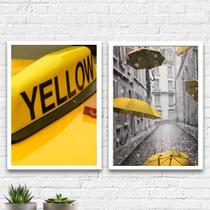 Kit 2 Quadros Decorativos Fotografias Yellow 24x18cm - com vidro