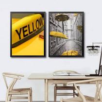 Kit 2 Quadros Decorativos Fotografias Yellow 45X34Cm