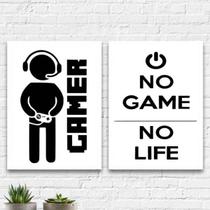 Kit 2 Quadros Decorativos Gamer Life 33x24cm - com vidro