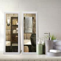 Kit 2 Quadros Decorativos Lavabo Banheiro Marrom Bege Pintura Kit 2 Quadros Decorativos Lavabo Banheiro Marrom Bege Pintura