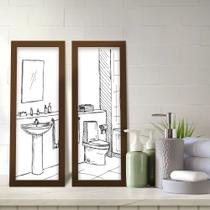 Kit 2 Quadros Decorativos Lavabo Banheiro Preto Branco Tabaco