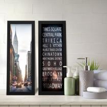 Kit 2 Quadros Decorativos Lavabo Cidade Times Square Broadway Big Ben