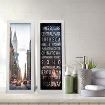 Kit 2 Quadros Decorativos Lavabo Cidade Times Square Broadway Big Ben Kit 2 Quadros Decorativos Lavabo Cidade Times Square Broadway Big Ben