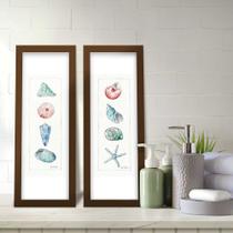 Kit 2 Quadros Decorativos Lavabo Conchas Minimalista Praia Litoral