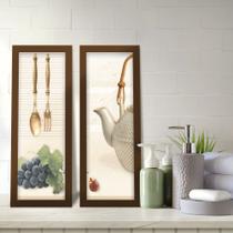 Kit 2 Quadros Decorativos Lavabo Decoração Cozinha Garfo Colher Bule Uva Kit 2 Quadros Decorativos Lavabo Decoração Cozinha Garfo Colher Bule Uva