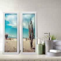 Kit 2 Quadros Decorativos Lavabo Deserto Cacto Paisagem