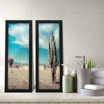 Kit 2 Quadros Decorativos Lavabo Deserto Cacto Paisagem Kit 2 Quadros Decorativos Lavabo Deserto Cacto Paisagem