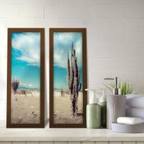 Kit 2 Quadros Decorativos Lavabo Deserto Cacto Paisagem