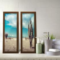 Kit 2 Quadros Decorativos Lavabo Deserto Cacto Paisagem Kit 2 Quadros Decorativos Lavabo Deserto Cacto Paisagem