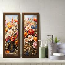 Kit 2 Quadros Decorativos Lavabo Floral Arranjo Colorido Barroco Kit 2 Quadros Decorativos Lavabo Floral Arranjo Colorido Barroco