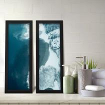 Kit 2 Quadros Decorativos Lavabo Neve Lago Paisagem Frio