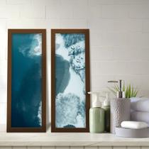 Kit 2 Quadros Decorativos Lavabo Neve Lago Paisagem Frio
