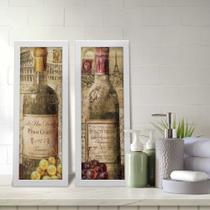 Kit 2 Quadros Decorativos Lavabo Vinho Vintage Pinot Noir Decoração Cozinha Vinhedo Vinícola Uva