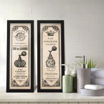 Kit 2 Quadros Decorativos Lavabo Vintage Perfume Sépia Decoração Quarto Sala Cozinha Kit 2 Quadros Decorativos Lavabo Vintage Perfume Sépia Decoração Quarto Sala Cozinha