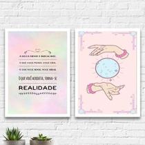 Kit 2 Quadros Decorativos Lei Da Mente 33X24 C/Vidro Branca