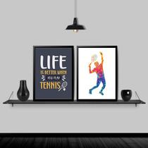 Kit 2 Quadros Decorativos Life Tennis 45x34cm - com vidro