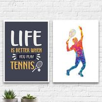 Kit 2 Quadros Decorativos Life Tennis 45X34Cm