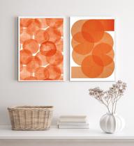Kit 2 Quadros Decorativos Minimalistas Abstratos Laranjas 24x18cm - com vidro Kit 2 Quadros Decorativos Minimalistas Abstratos Laranjas 24x18cm - com vidro