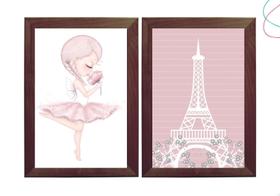 Kit 2 Quadros Decorativos - Paris e Bailarina Kit 2 Quadros Decorativos - Paris e Bailarina