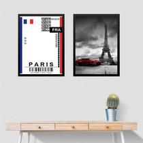 Kit 2 Quadros Decorativos Paris - Passagem 45X34Cm Kit 2 Quadros Decorativos Paris - Passagem 45X34Cm