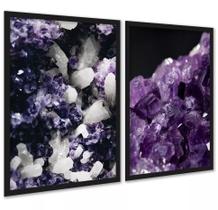 Kit 2 Quadros Decorativos Pedras - Cristais 33x24cm