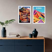 Kit 2 Quadros Decorativos Peru Cusco 24x18cm
