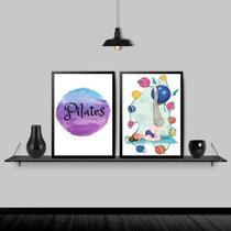 Kit 2 Quadros Decorativos Pilates Bolas 33X24 Moldura Branca