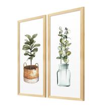 Kit 2 Quadros Decorativos Plantas Vasos Folhas Cozinha Sala