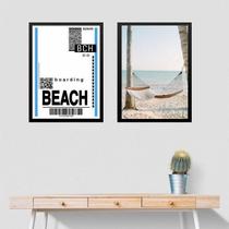 Kit 2 Quadros Decorativos Praia - Passagem 45X34Cm - Vidro Kit 2 Quadros Decorativos Praia - Passagem 45X34Cm - Vidro