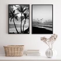 Kit 2 Quadros Decorativos Praia Preto E Branco 24x18cm - com vidro Kit 2 Quadros Decorativos Praia Preto E Branco 24x18cm - com vidro