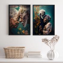 Kit 2 Quadros Decorativos Preto E Preta Velha 45x34cm - com vidro Kit 2 Quadros Decorativos Preto E Preta Velha 45x34cm - com vidro