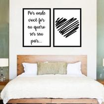 Kit 2 Quadros Decorativos Quero Ser Seu Par 34x23cm
