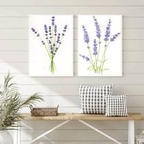Kit 2 Quadros Decorativos Ramos Lavanda 24X18Cm Preta