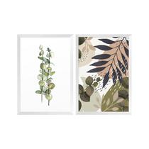 Kit 2 Quadros Decorativos Ramos Verde Natureza