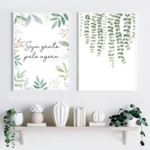Kit 2 Quadros Decorativos Seja Grato - Folhas 45x34cm Kit 2 Quadros Decorativos Seja Grato - Folhas 45x34cm